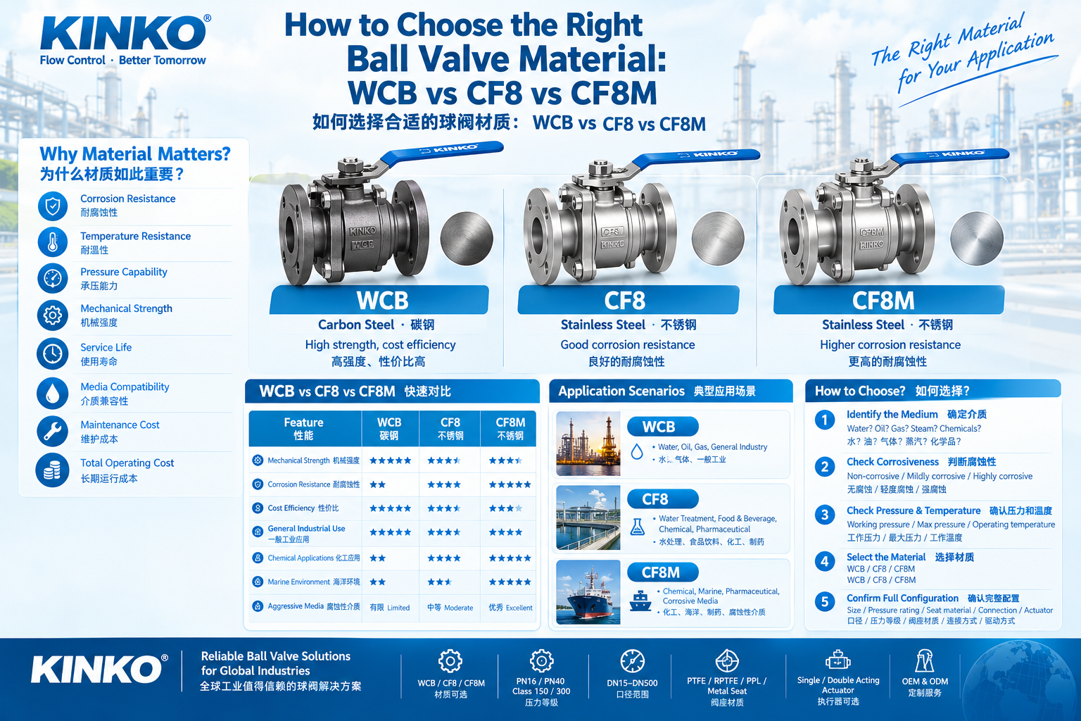 How to Choose the Right Ball Valve Material: WCB vs CF8 vs CF8M